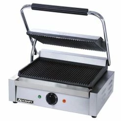 Adcraft SG-811E Commercial Panini Press Sandwich Grill With Grooved Plates
