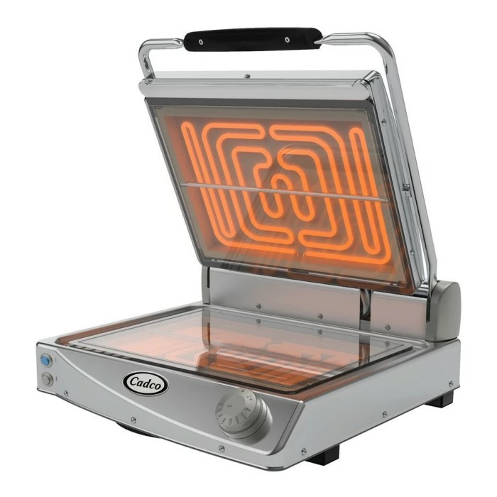 Panini Press Cadco CPG-15FC Jumbo Single Panini Grill With Smooth Clear Glass Ceramic Plates, 120V 3 Panini Press Cadco CPG-15FC Jumbo Single Panini Grill With Smooth Clear Glass Ceramic Plates, 120V